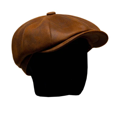 Saint Martin - Faux Leather Newsboy Cap - Image 4